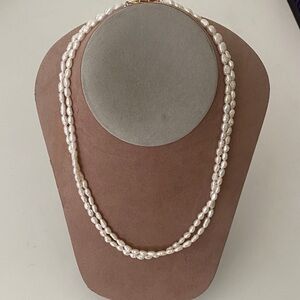 Double Fresh Water Pearl Necklace 18” Silver Clasp